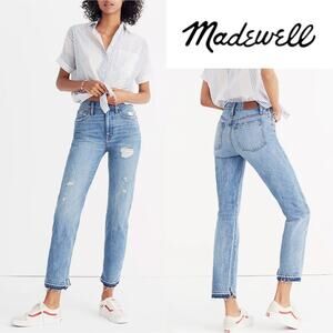 MADEWELL Women’s Classic Straight Jeans High Rise Destructed Edition